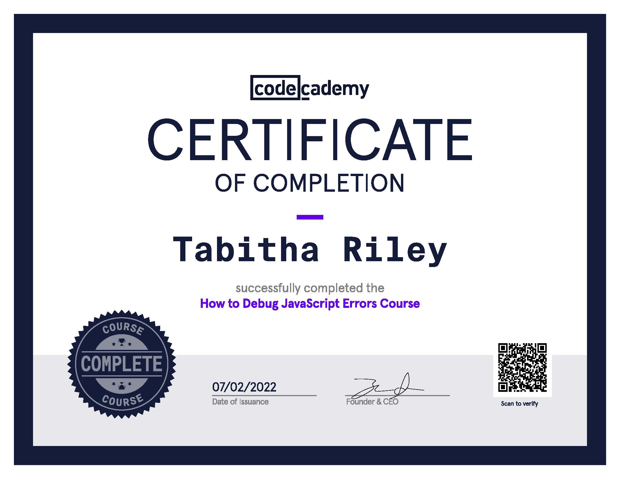 JavaScript Debugging Certificate